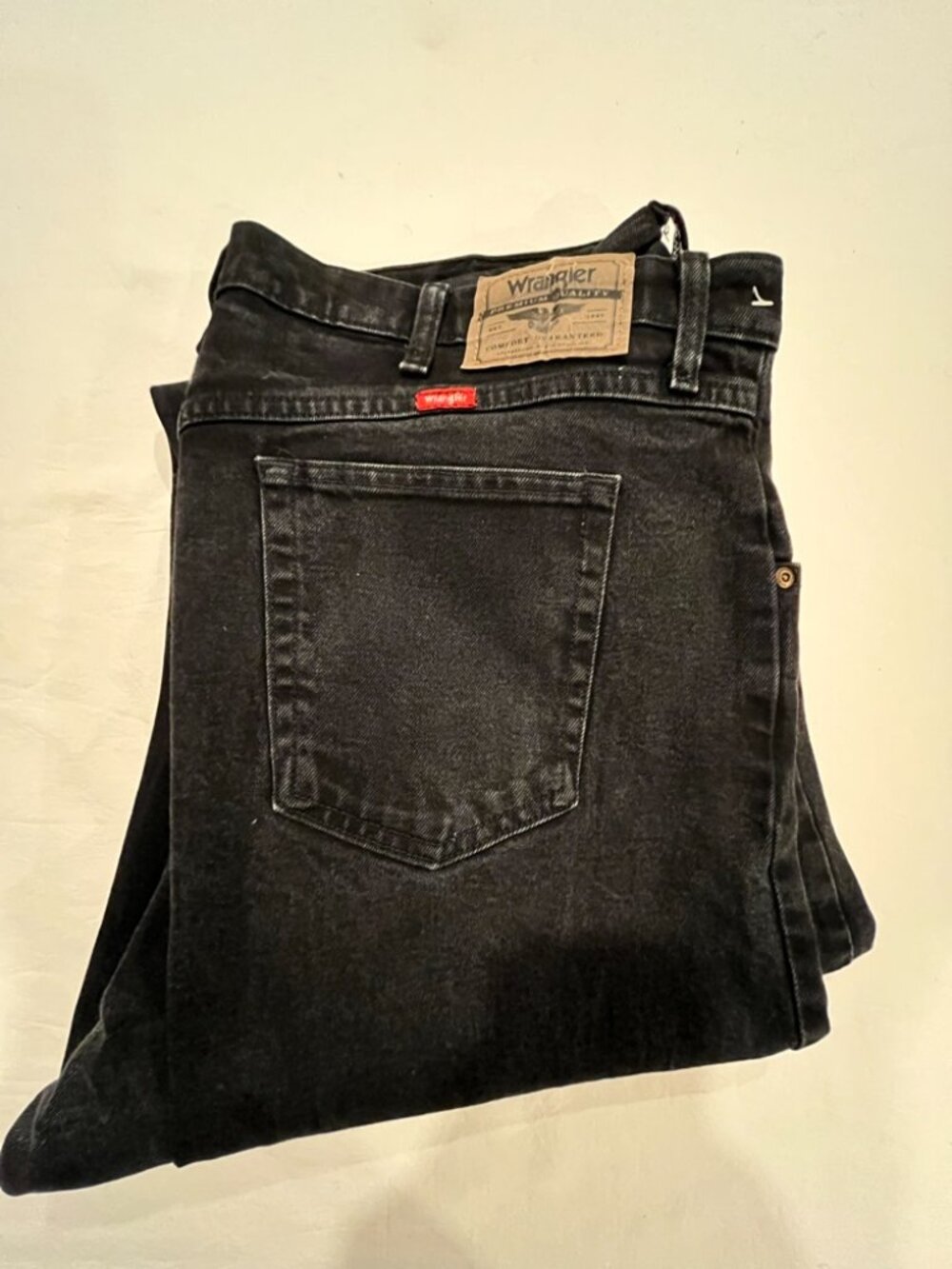 Wrangler Premium Quality Jeans Mens 40x30 Washed Black Stretch Straight 11234432